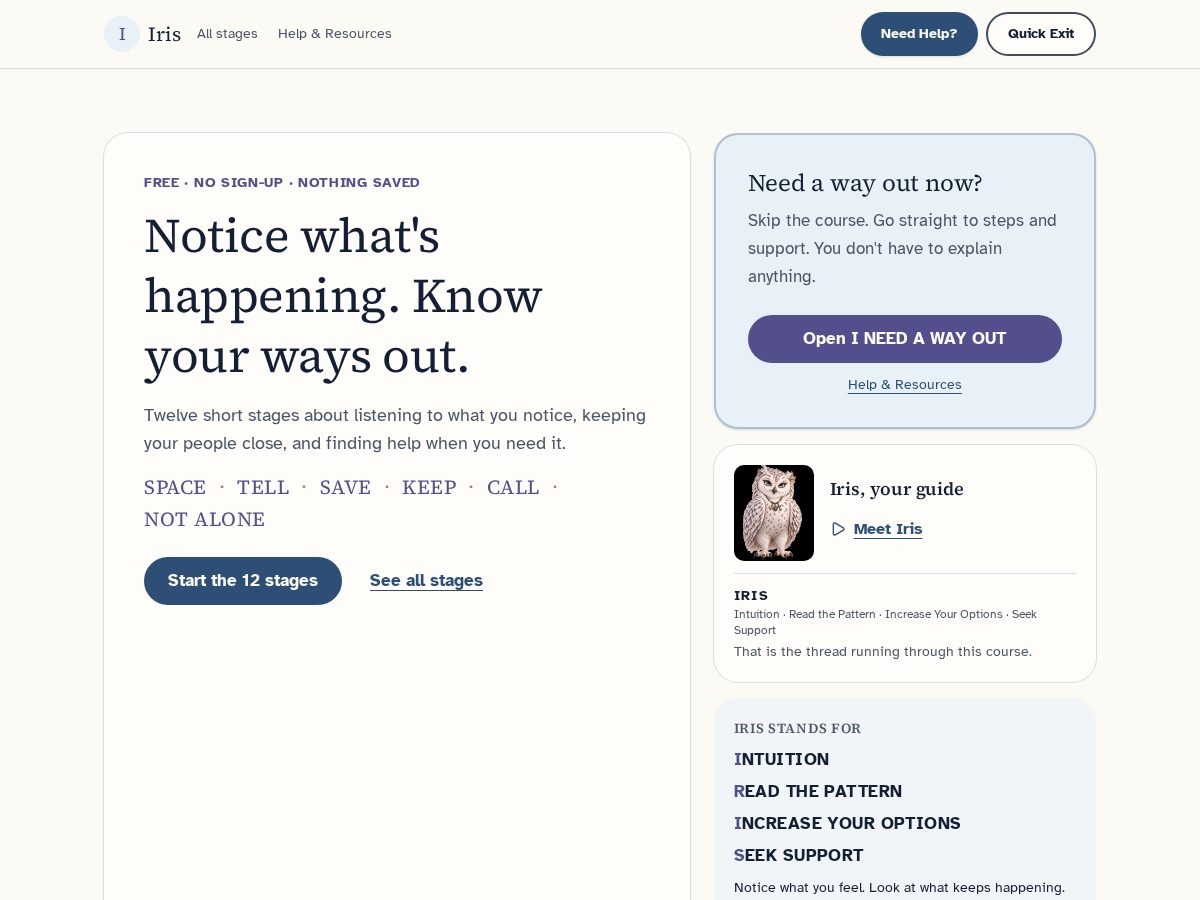 Landing-page snapshot of theirisowl.com