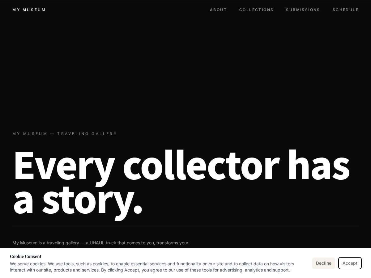 Landing-page snapshot of thisismymuseum.com