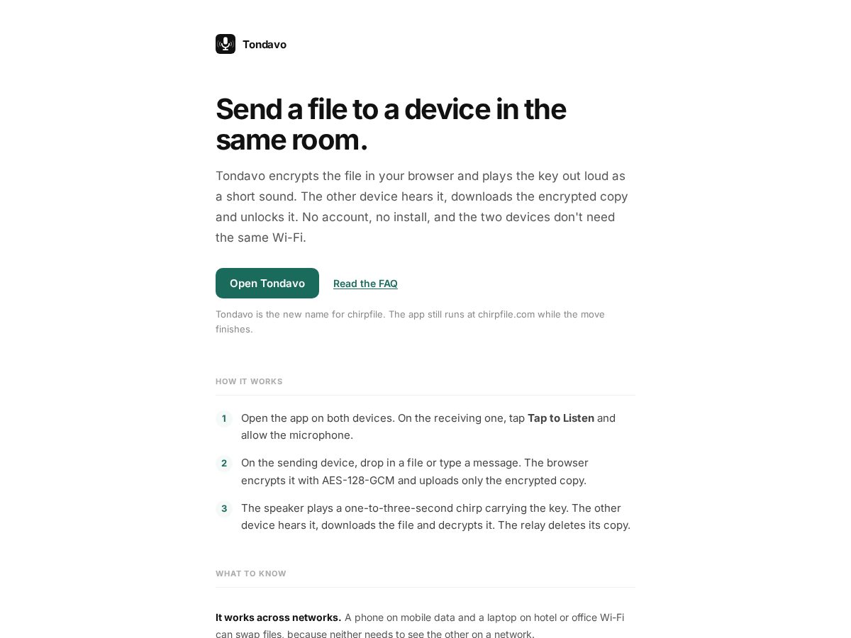 Landing-page snapshot of tondavo.com