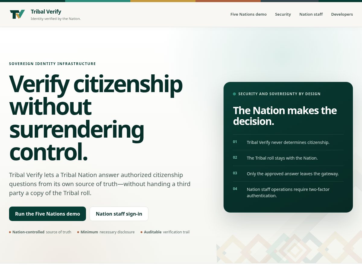 Landing-page snapshot of tribalverify.com