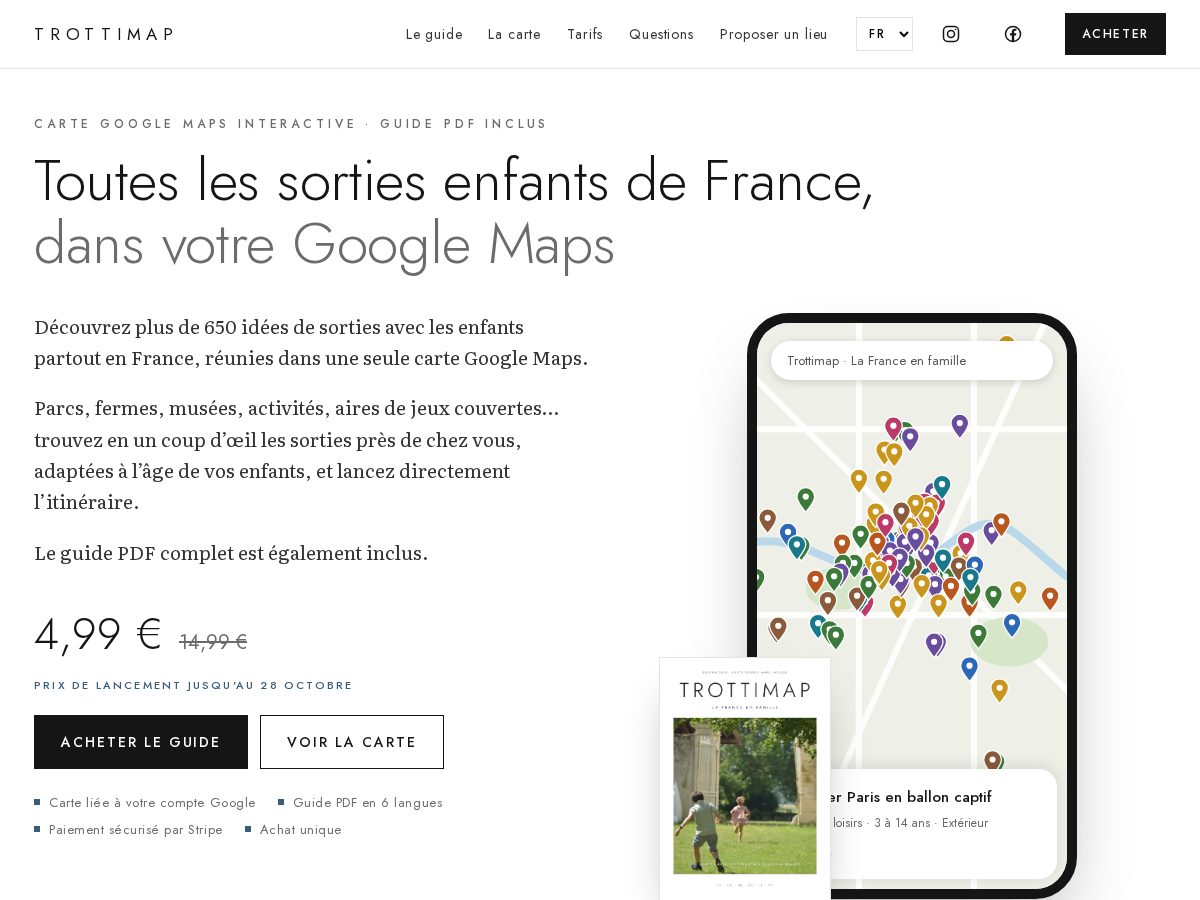Landing-page snapshot of trottimap.com