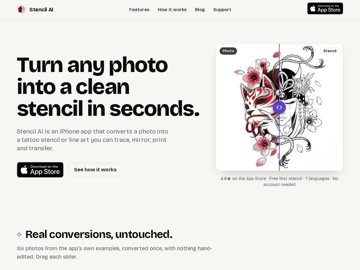 Landing-page snapshot of trystencilai.com