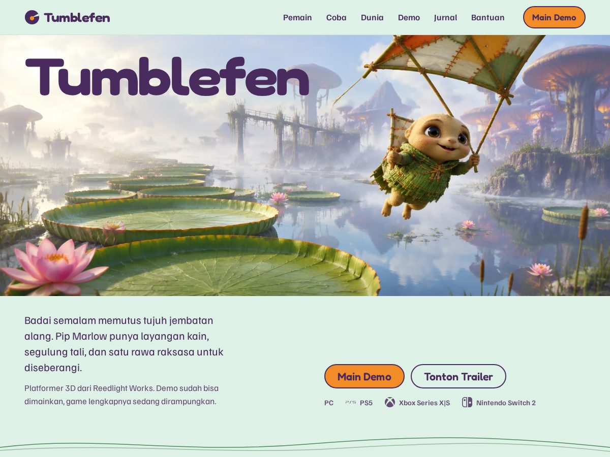 Landing-page snapshot of tumblefen.com
