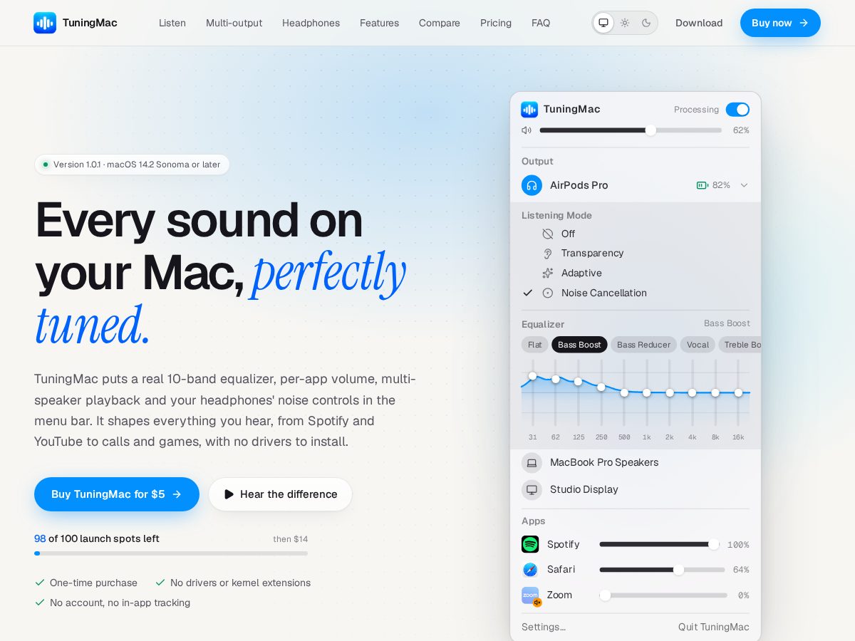 Landing-page snapshot of tuningmac.com