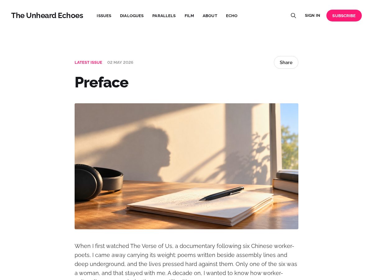 Landing-page snapshot of unheardecho.com