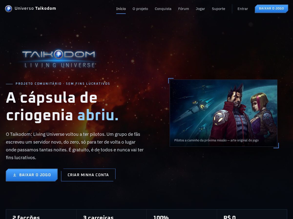Landing-page snapshot of universotaikodom.com