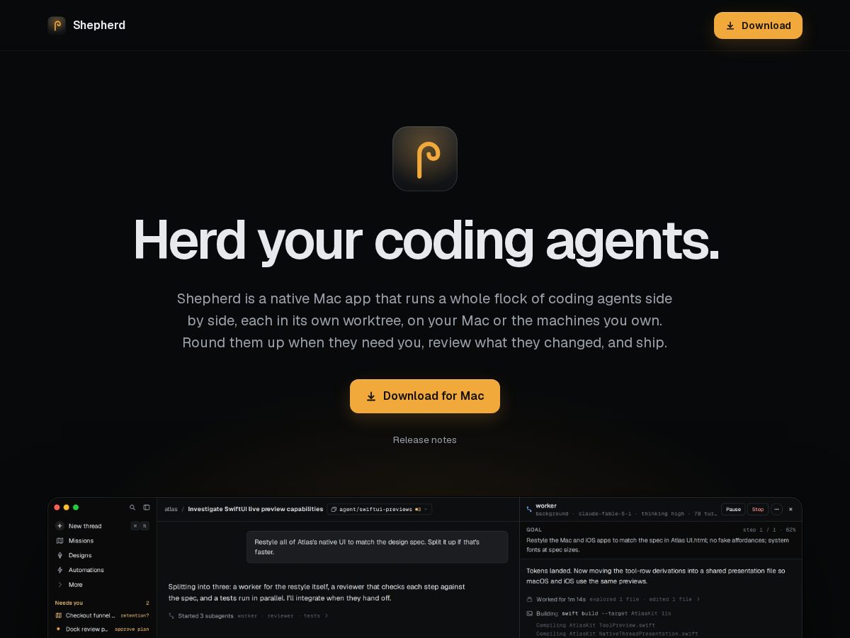 Landing-page snapshot of useshepherd.app