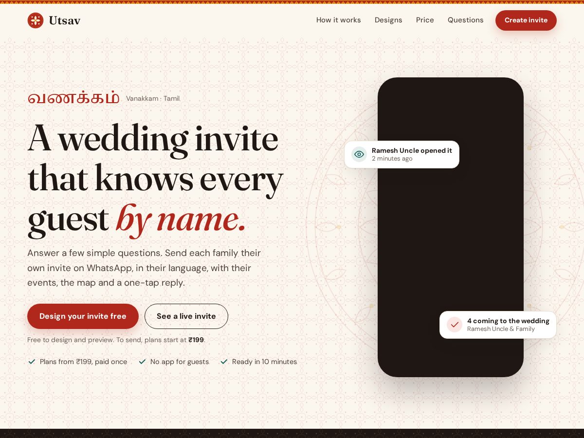 Landing-page snapshot of utsav.studio