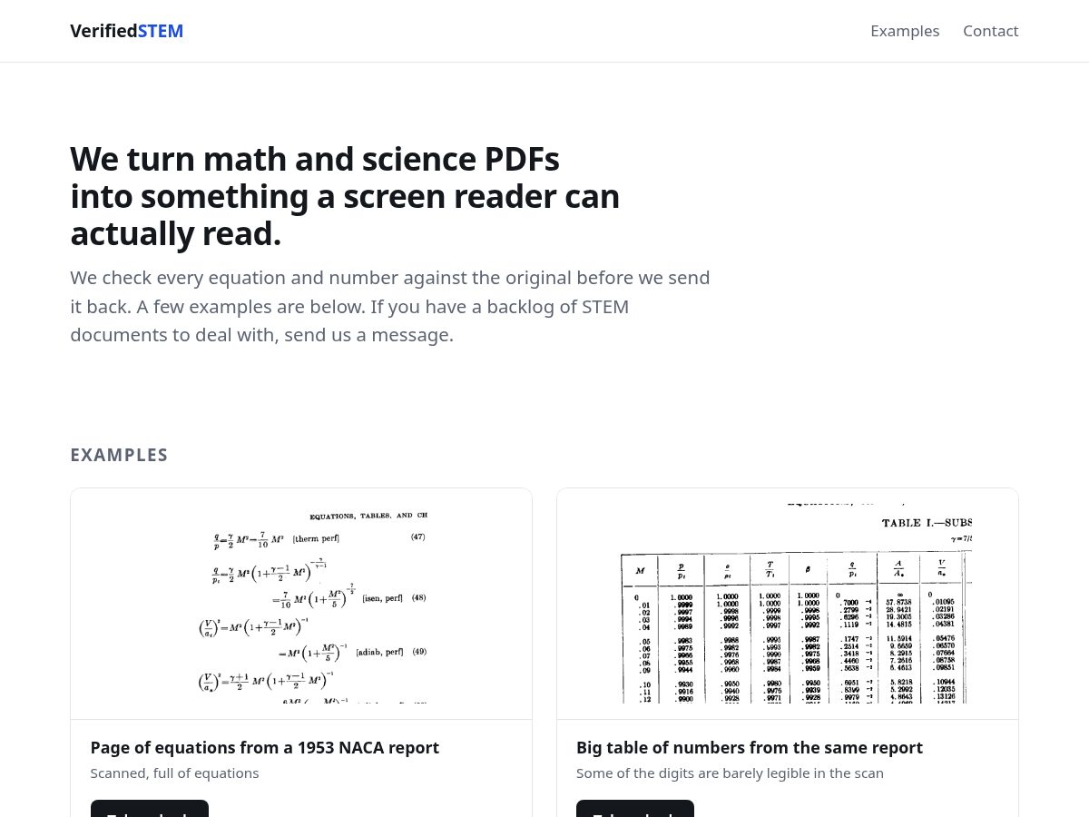 Landing-page snapshot of verifiedstem.com