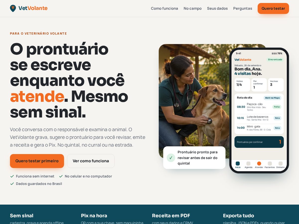 Landing-page snapshot of vetvolante.com