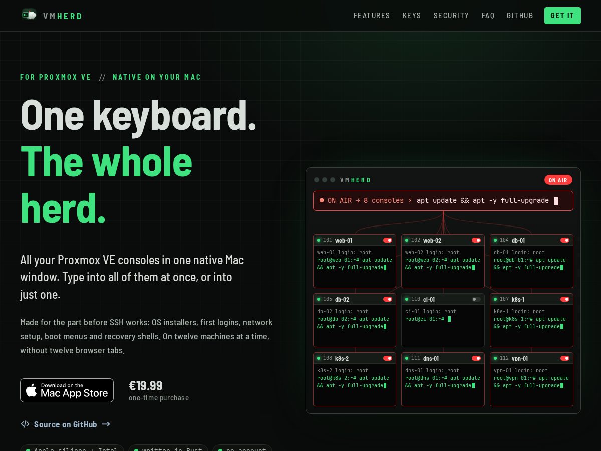 Landing-page snapshot of vmherd.app