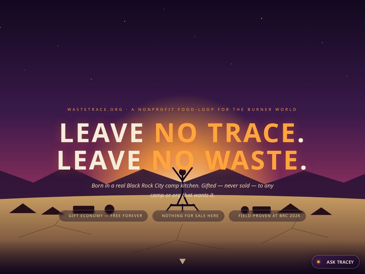 Landing-page snapshot of wastetrace.org