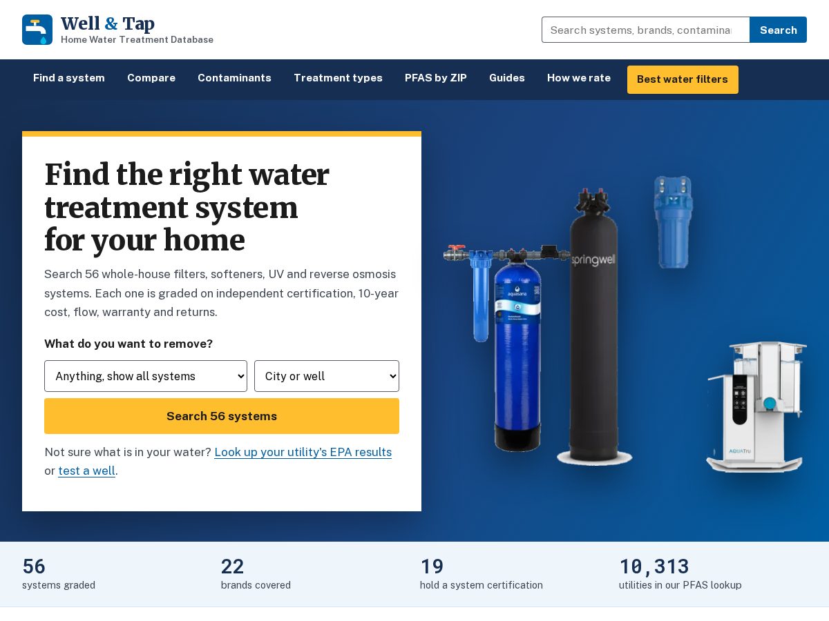 Landing-page snapshot of wellandtap.com