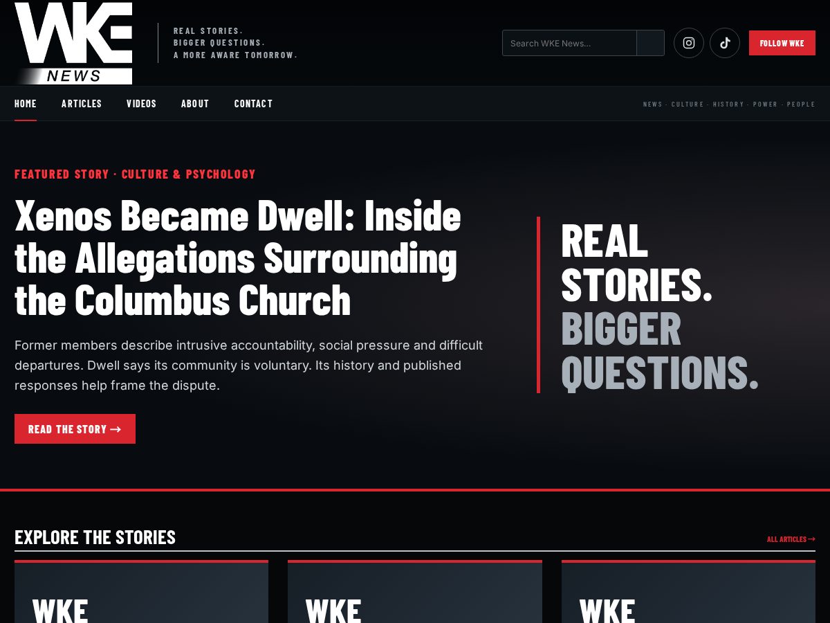Landing-page snapshot of wkenews.com