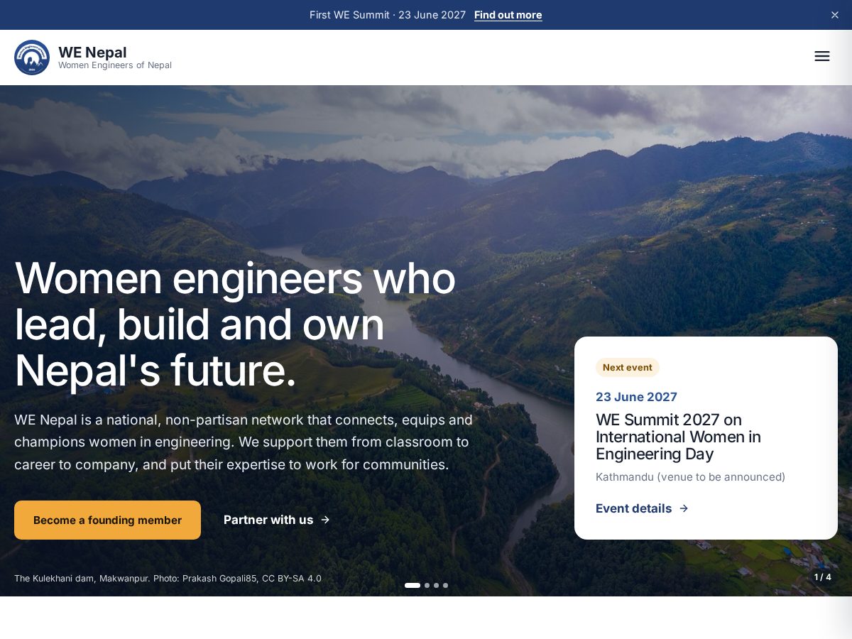 Landing-page snapshot of womenengineersofnepal.org