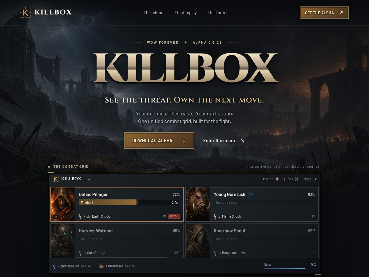 Landing-page snapshot of wowkillbox.com