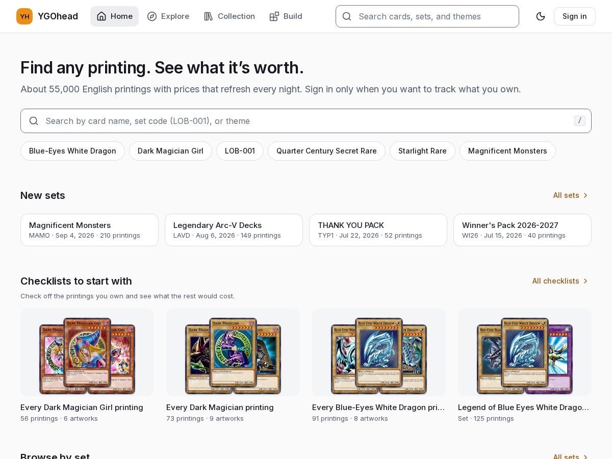 Landing-page snapshot of ygohead.com
