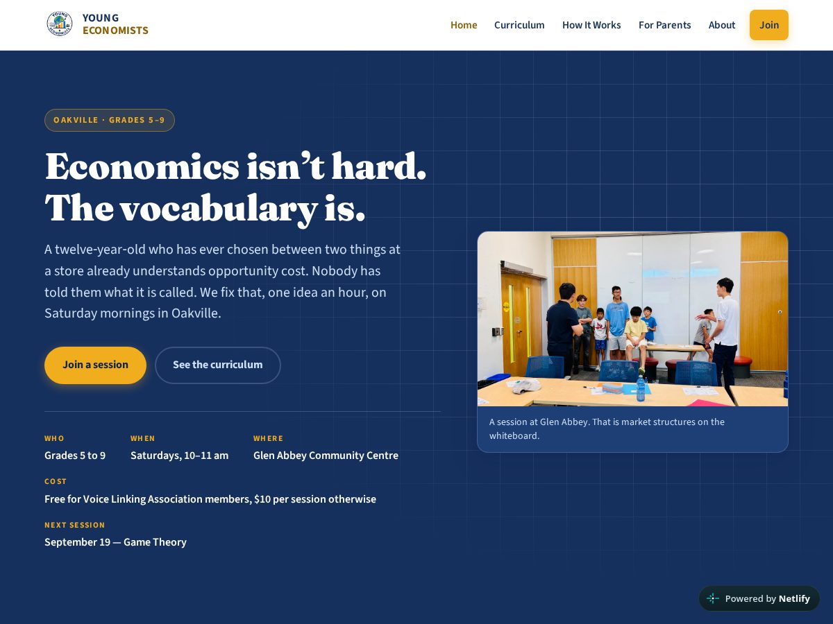 Landing-page snapshot of youngeconomists.org