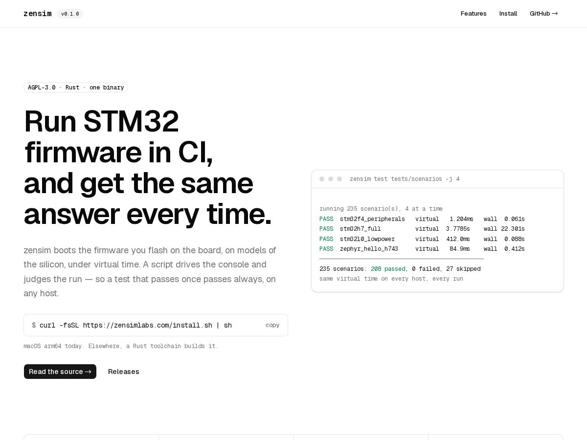 Landing-page snapshot of zensimlabs.com