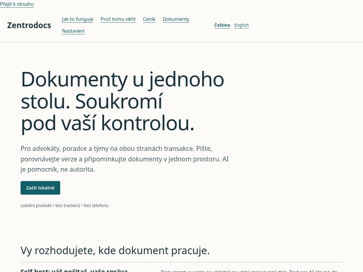 Landing-page snapshot of zentrodocs.com