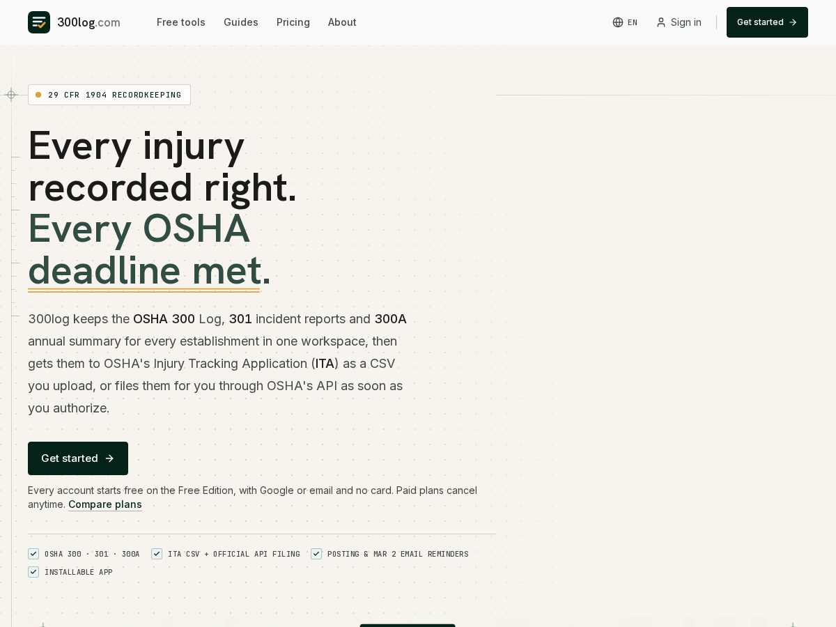 Landing-page snapshot of 300log.com