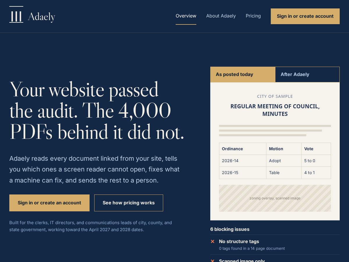 Landing-page snapshot of adaely.com