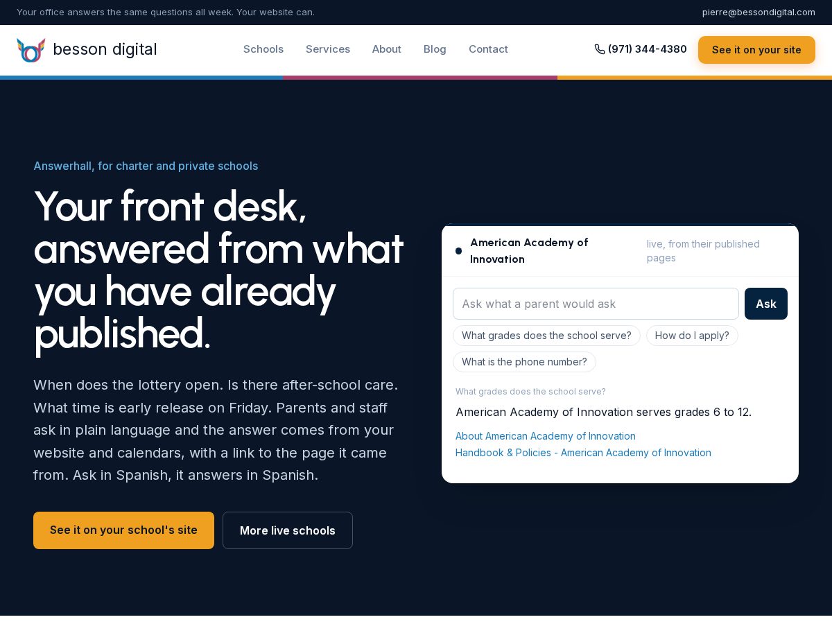 Landing-page snapshot of answerhall.com