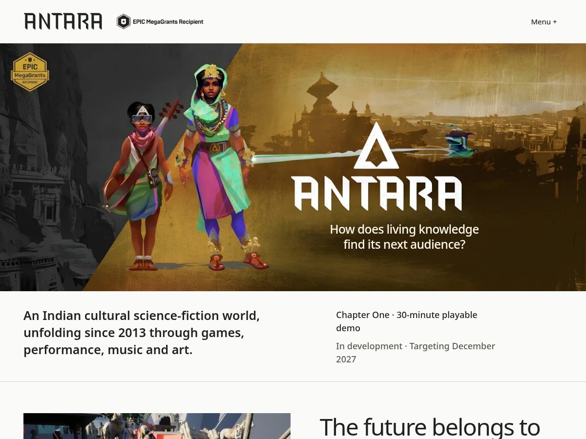 Landing-page snapshot of antara-game.com