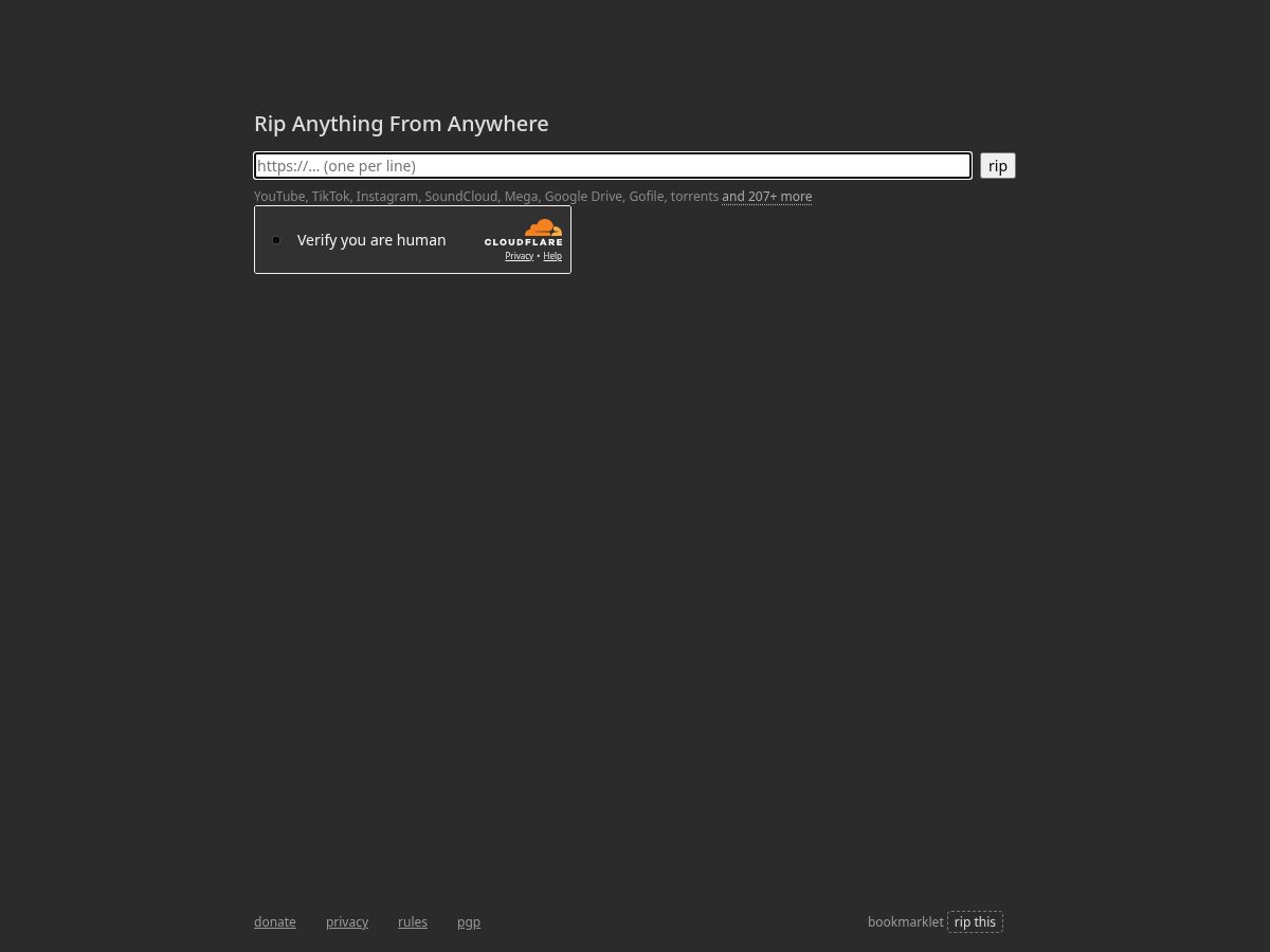 Landing-page snapshot of anything.rip