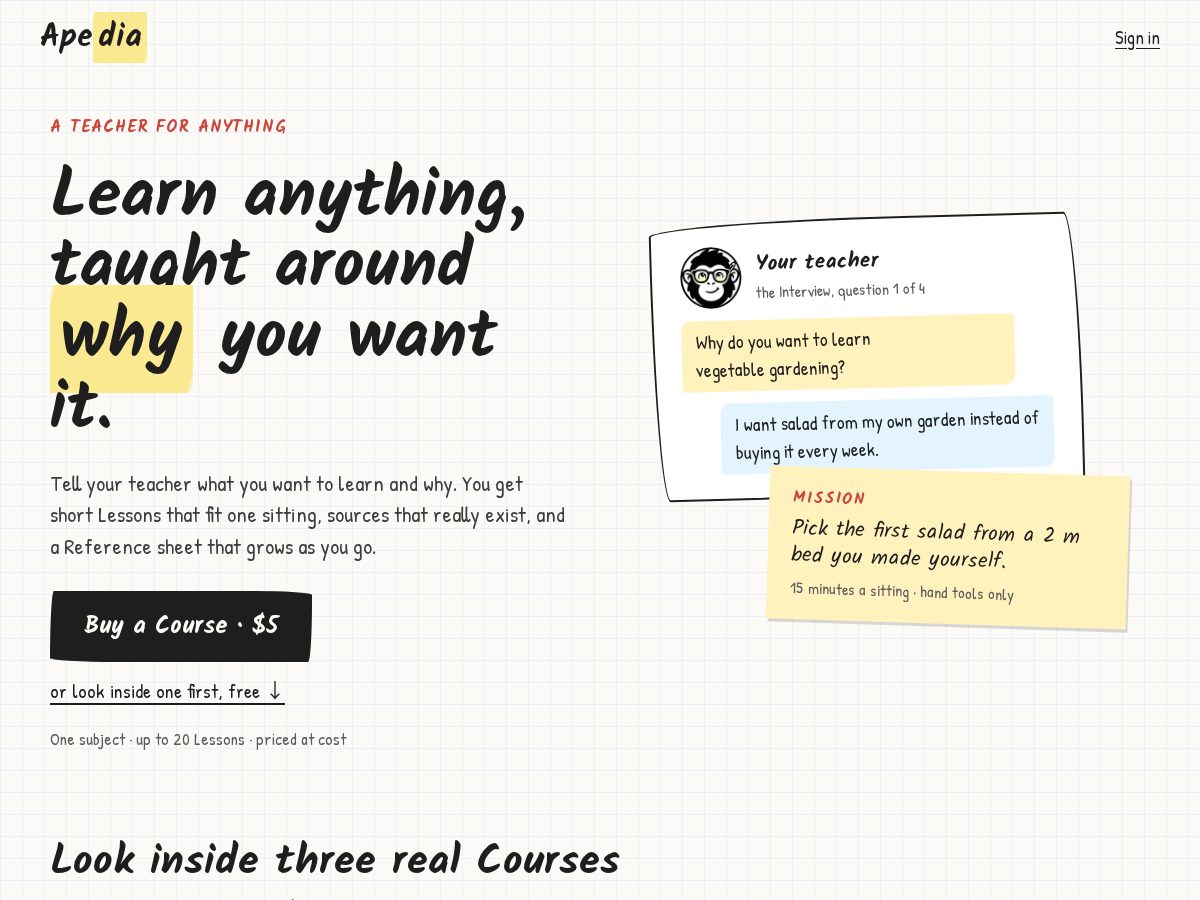 Landing-page snapshot of apedia.study