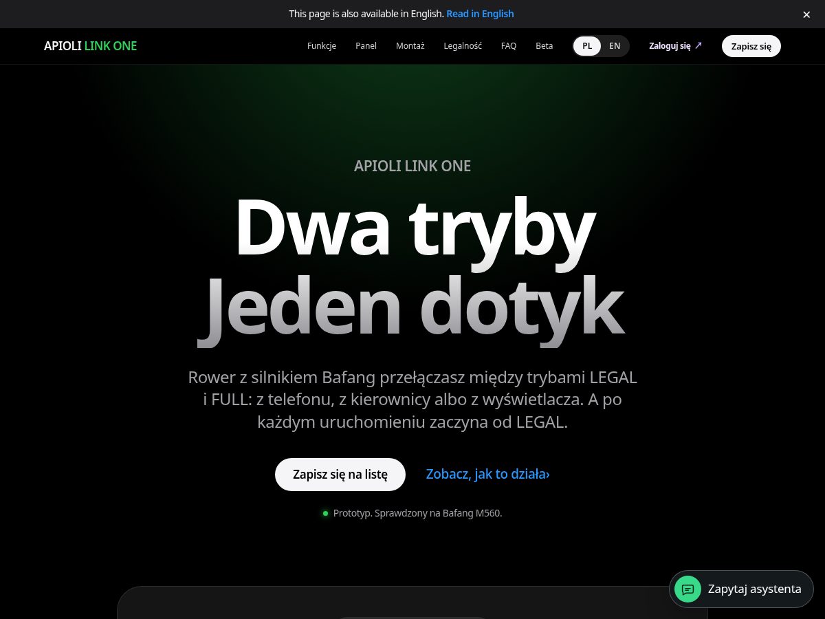 Landing-page snapshot of apioli.com