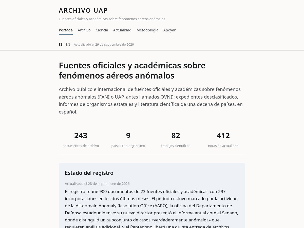 Landing-page snapshot of archivouap.com