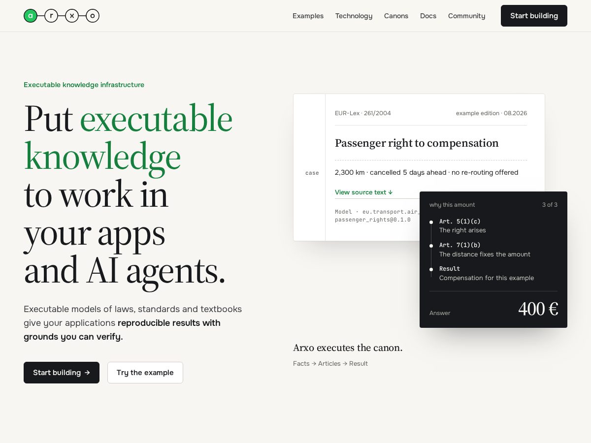 Landing-page snapshot of arxo.info