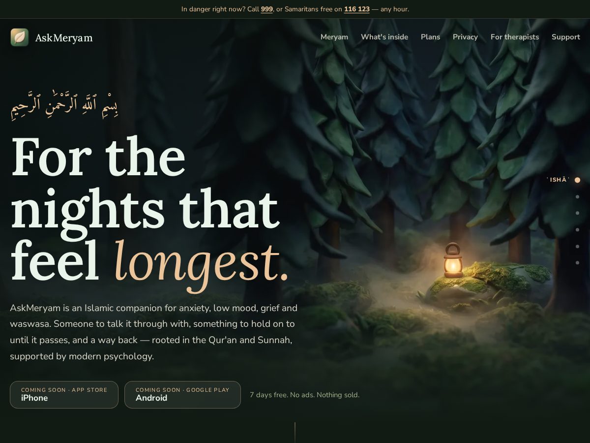 Landing-page snapshot of askmeryam.com