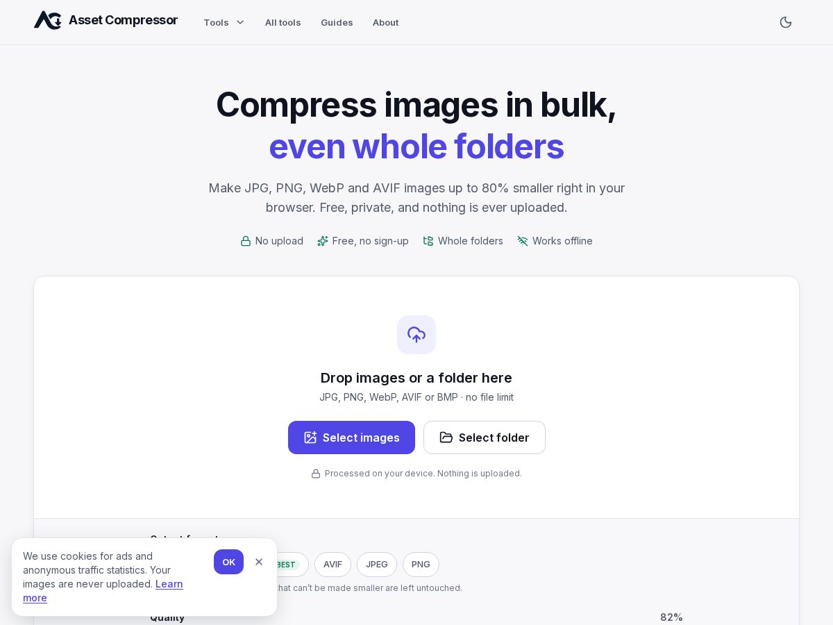 Landing-page snapshot of assetcompressor.com