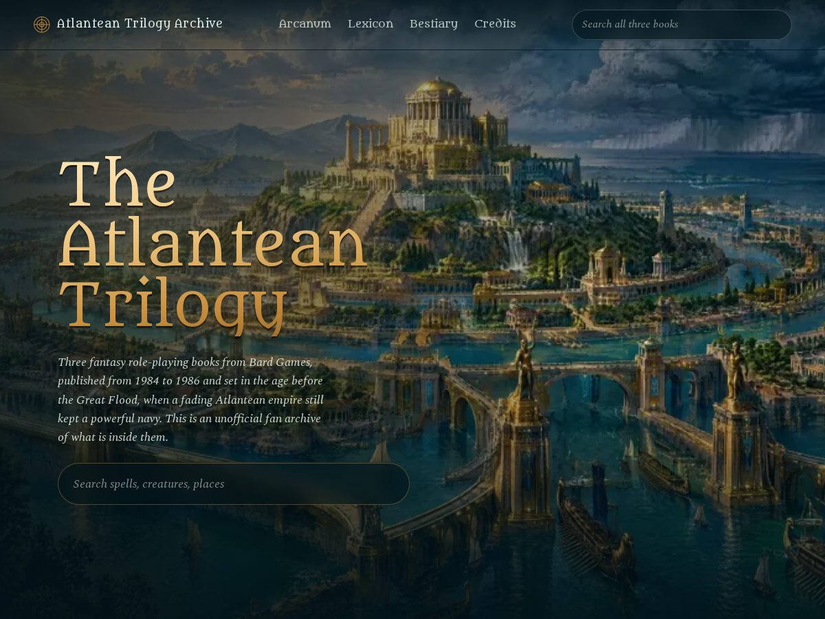 Landing-page snapshot of atlanteantrilogy.org