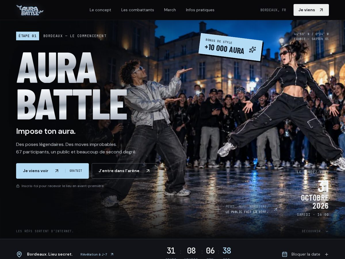 Landing-page snapshot of aura-battle.world