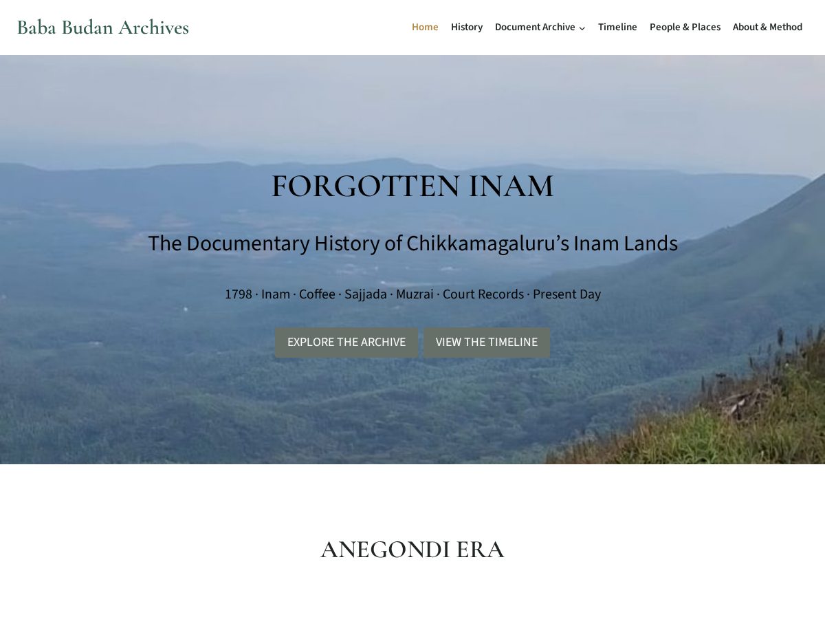 Landing-page snapshot of bababudanarchives.com