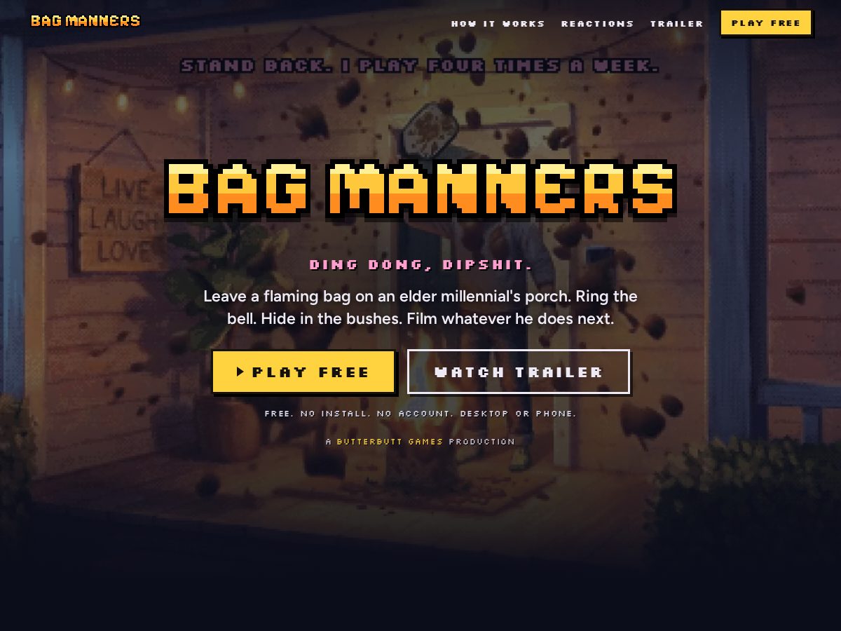 Landing-page snapshot of bagmanners.com