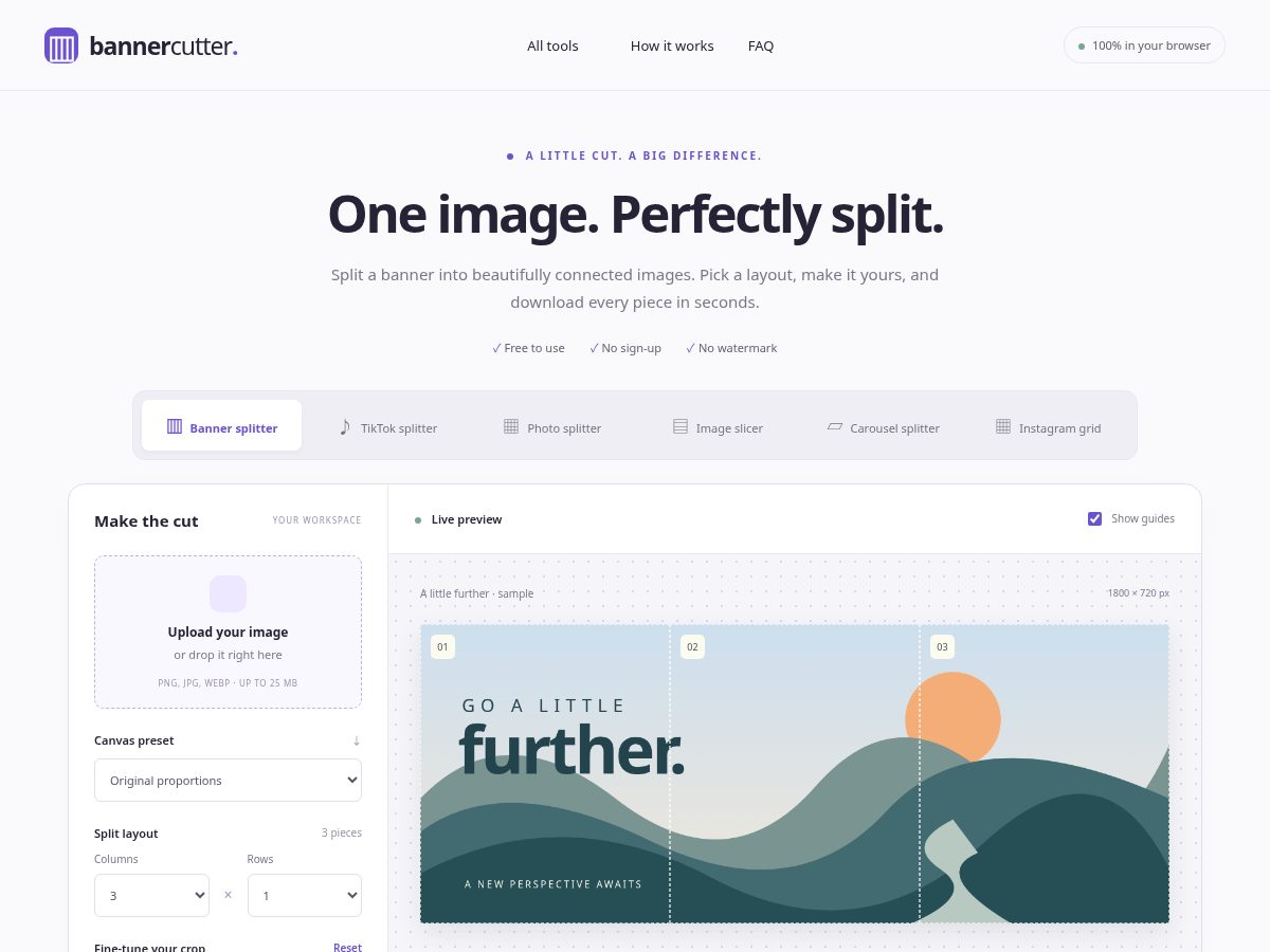 Landing-page snapshot of bannercutter.com