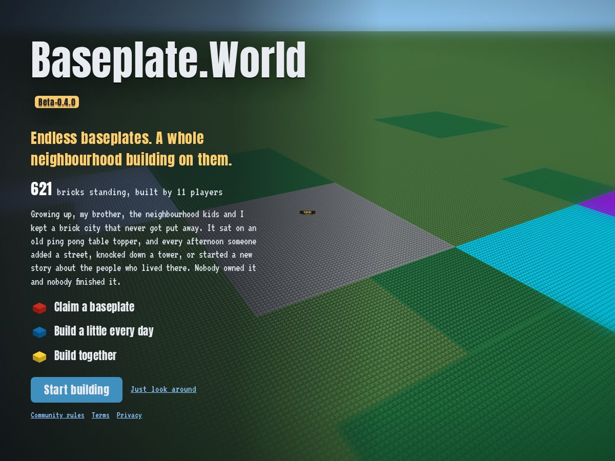 Landing-page snapshot of baseplate.world