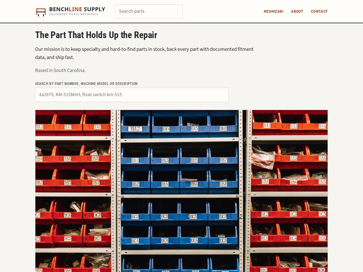 Landing-page snapshot of benchlinesupply.com