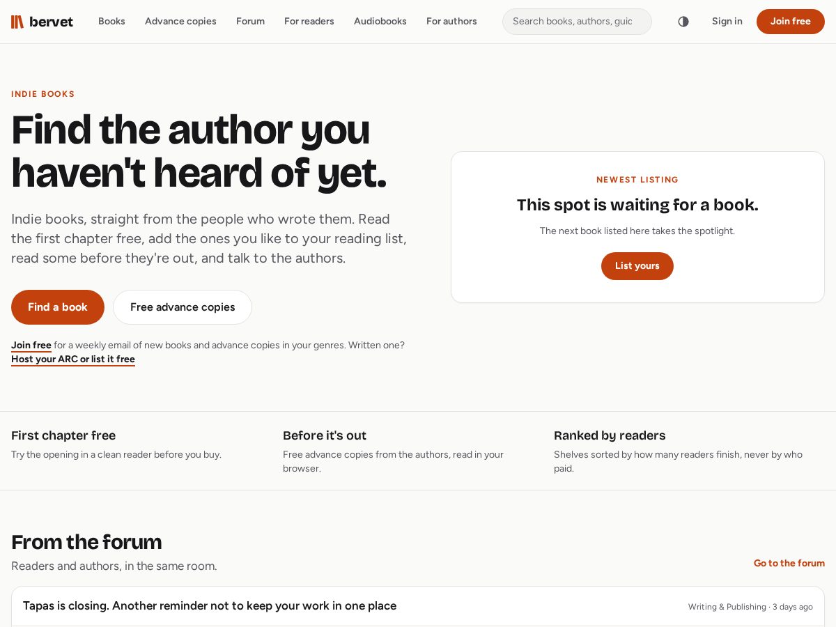Landing-page snapshot of bervet.com