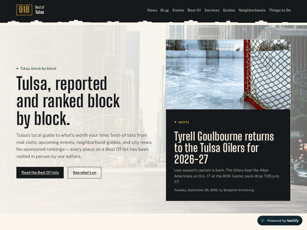 Landing-page snapshot of bestof918.com