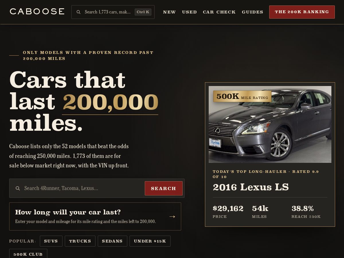Landing-page snapshot of caboose.world