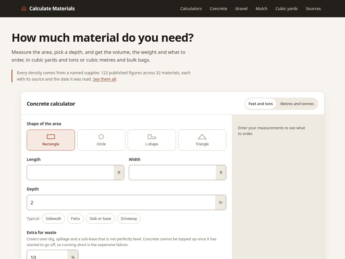 Landing-page snapshot of calculatematerials.org