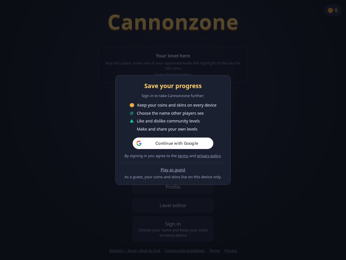 Landing-page snapshot of cannonzone.com
