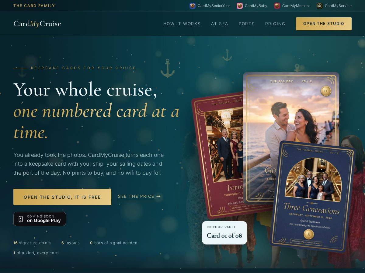 Landing-page snapshot of cardmycruise.com
