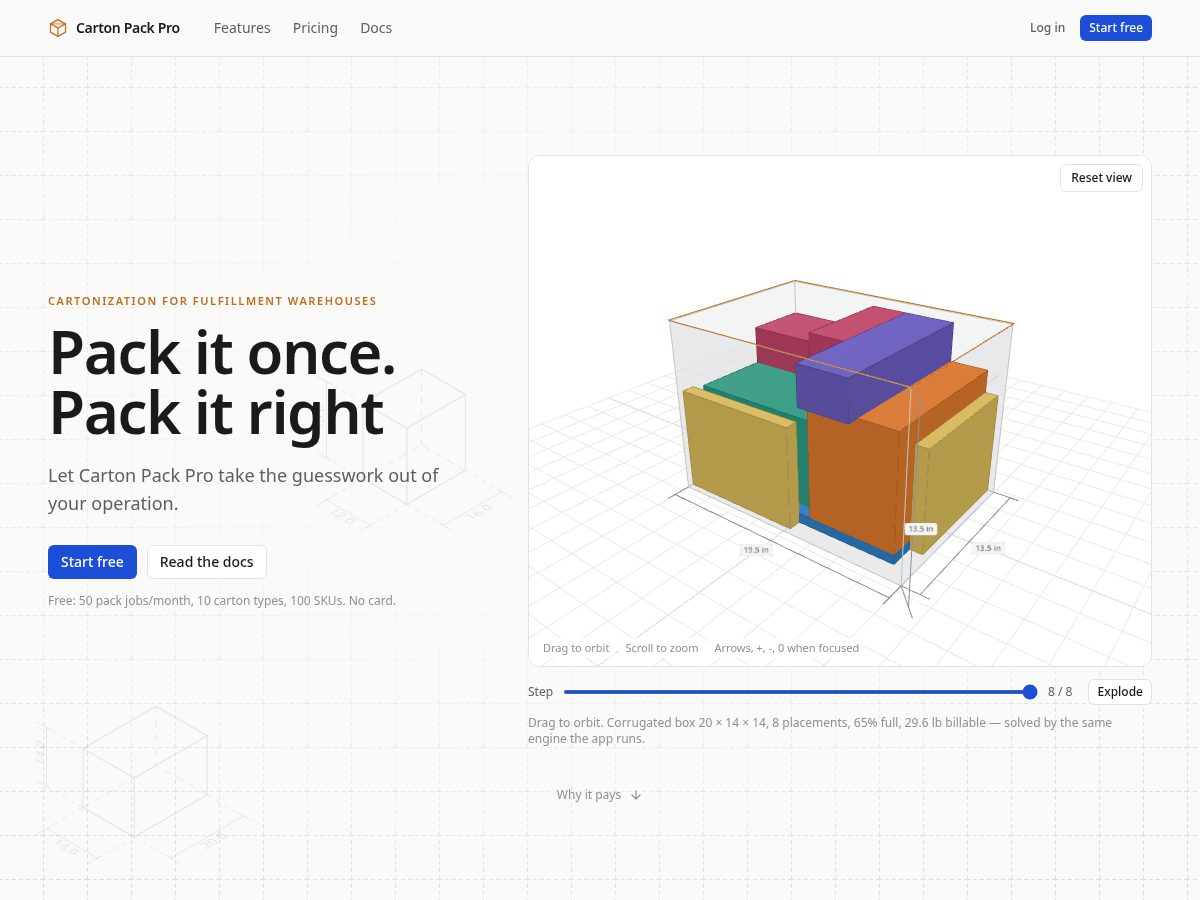 Landing-page snapshot of cartonpackpro.com