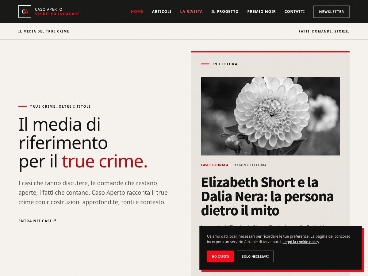 Landing-page snapshot of casoaperto.com